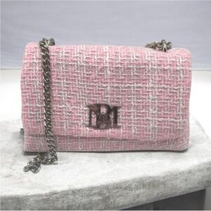 Badgley Mischka Pink Tweed Crossbody Bag